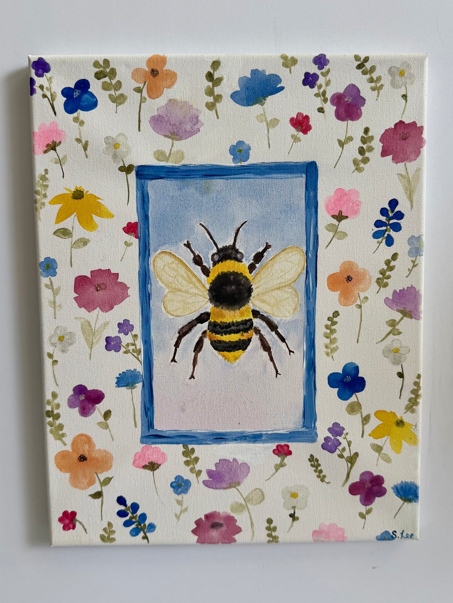 Wildflowers & Bumble Bee - Original Painting