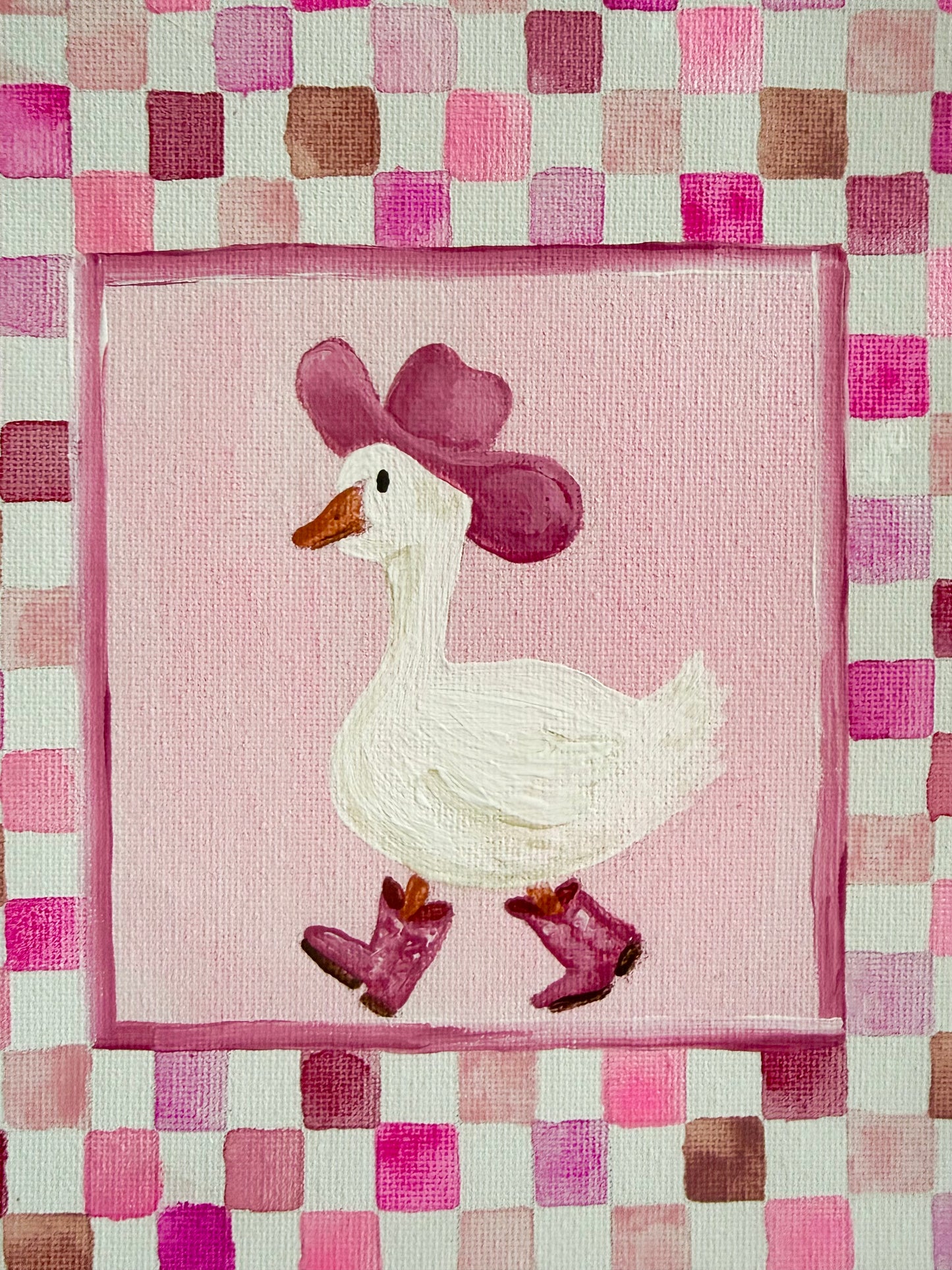 Cowgirl Duck Painting - Baby/Toddler Girl Wall Art - Original Painting