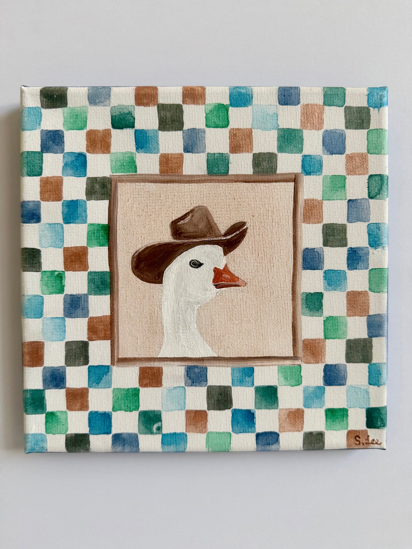 Cowboy Duck Wall Art - Baby/Toddler Room Decor - Original Painting