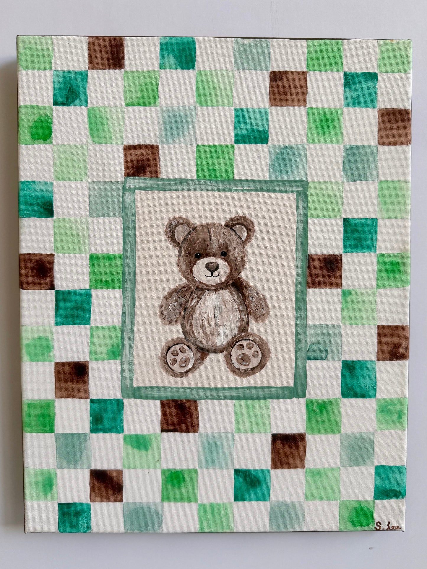 Teddy Bear Nursery Wall Art - Original Painting - Baby Boy Nursery