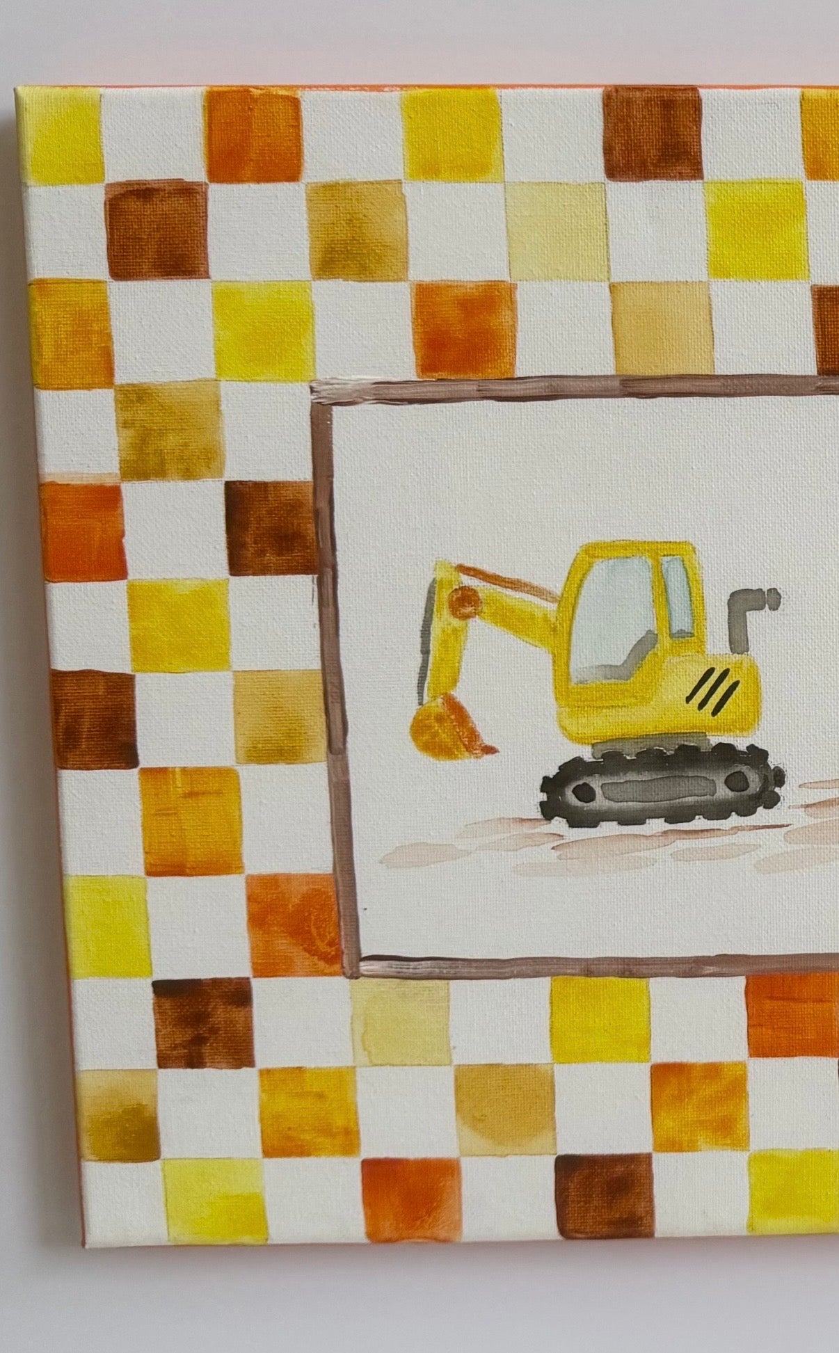 Construction Kids Room Art - Original Painting - Toddler Boy Room Wall Decor