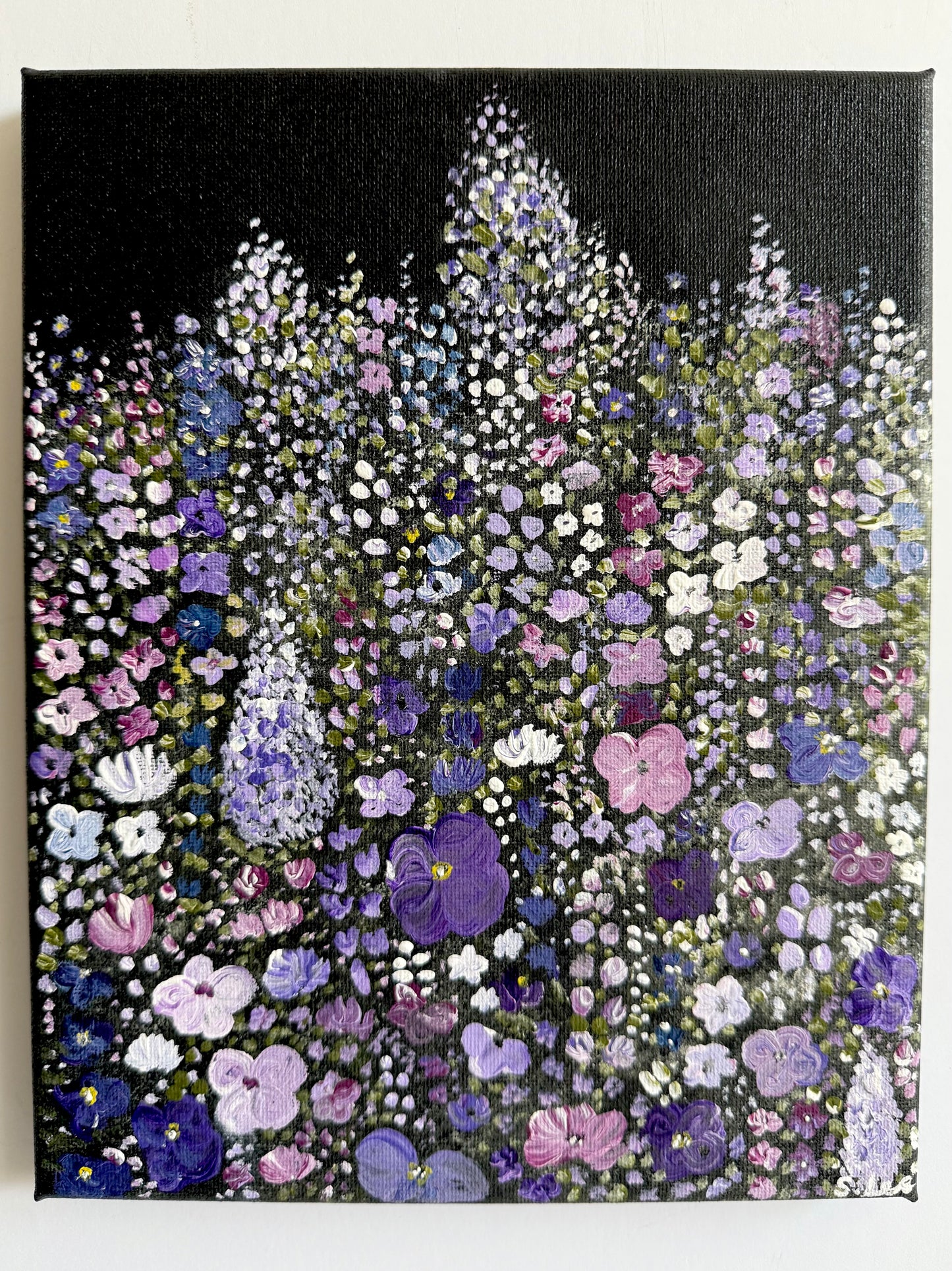 Violets and Lavender Field - Original Painting