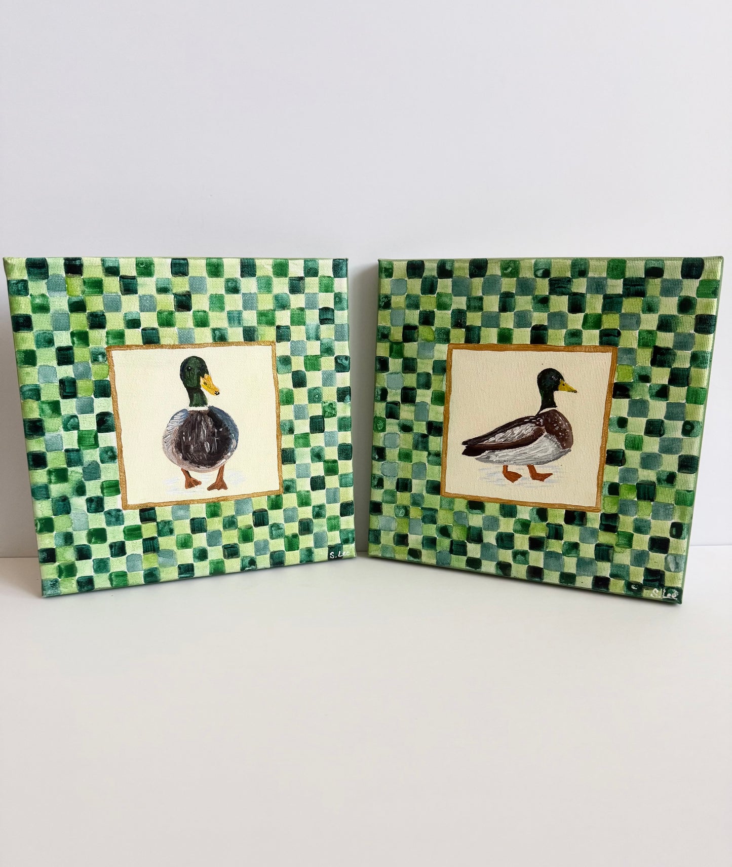Mallard Ducks Baby & Kids Room Art - Original Painting Set - Baby Boy Nursery Art Set