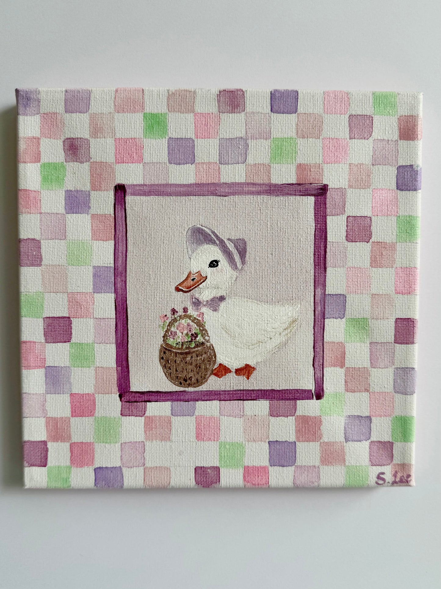 Girly Duck - Original Painting - Kids Room Art