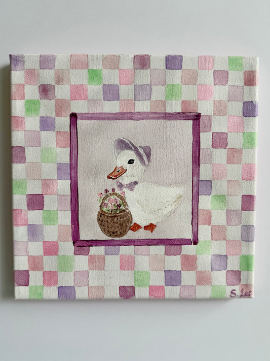 Girly Duck - Original Painting - Kids Room Art