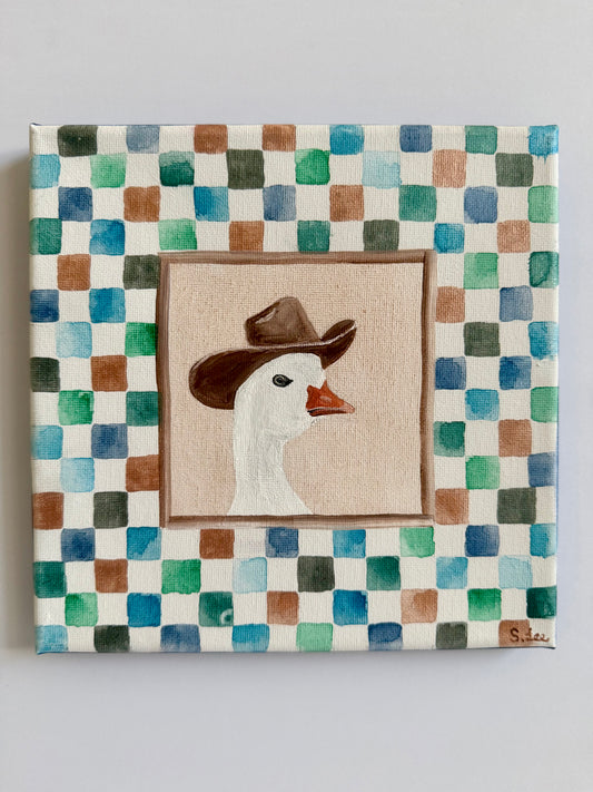 Cowboy Duck Wall Art - Baby/Toddler Room Decor - Original Painting