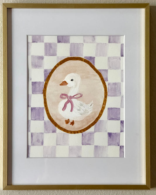 Baby Girl Goose Nursery Art - Original Painting Framed