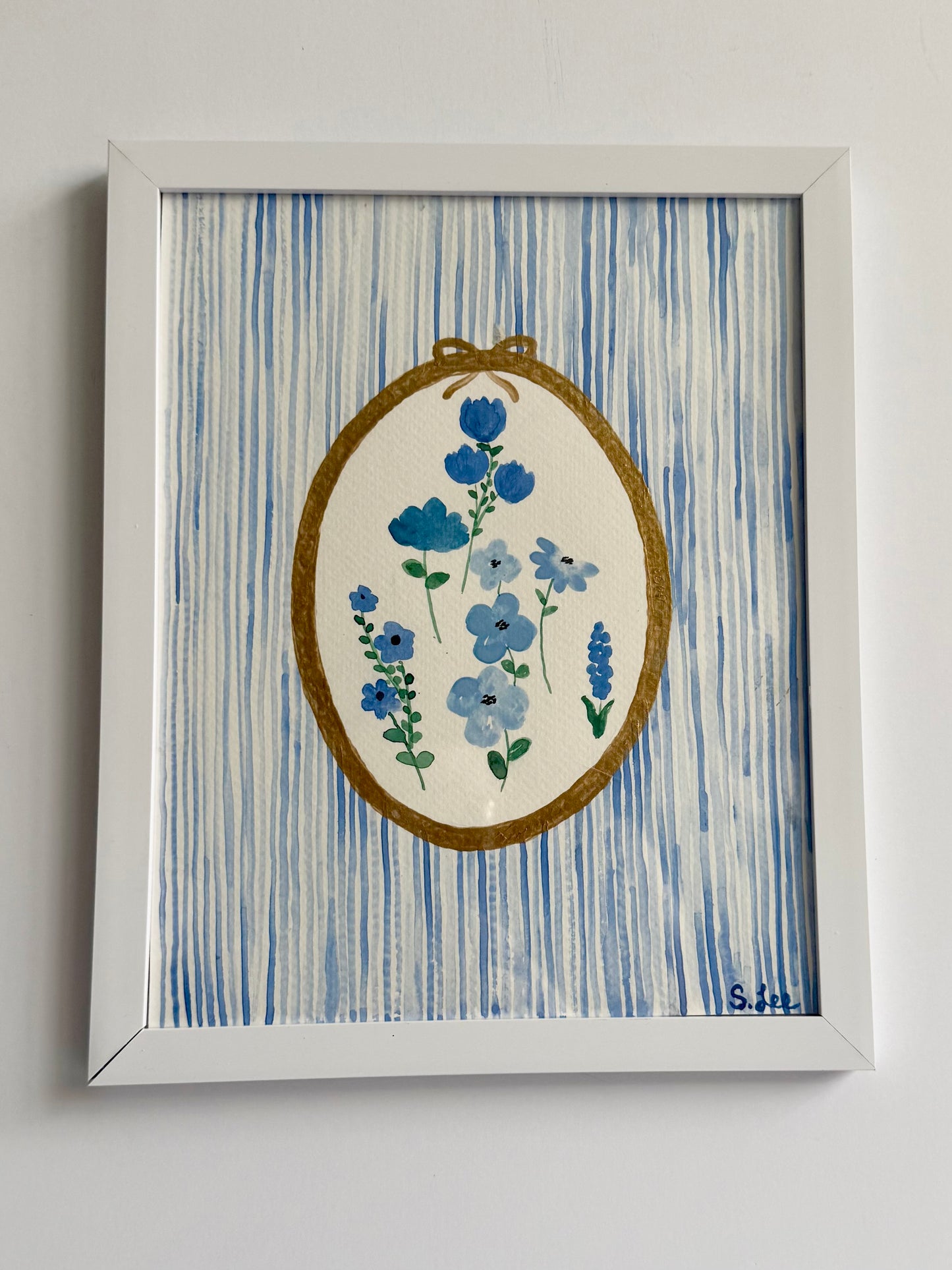 Vintage Style Flowers - Original Painting - Baby Girl Nursery Art