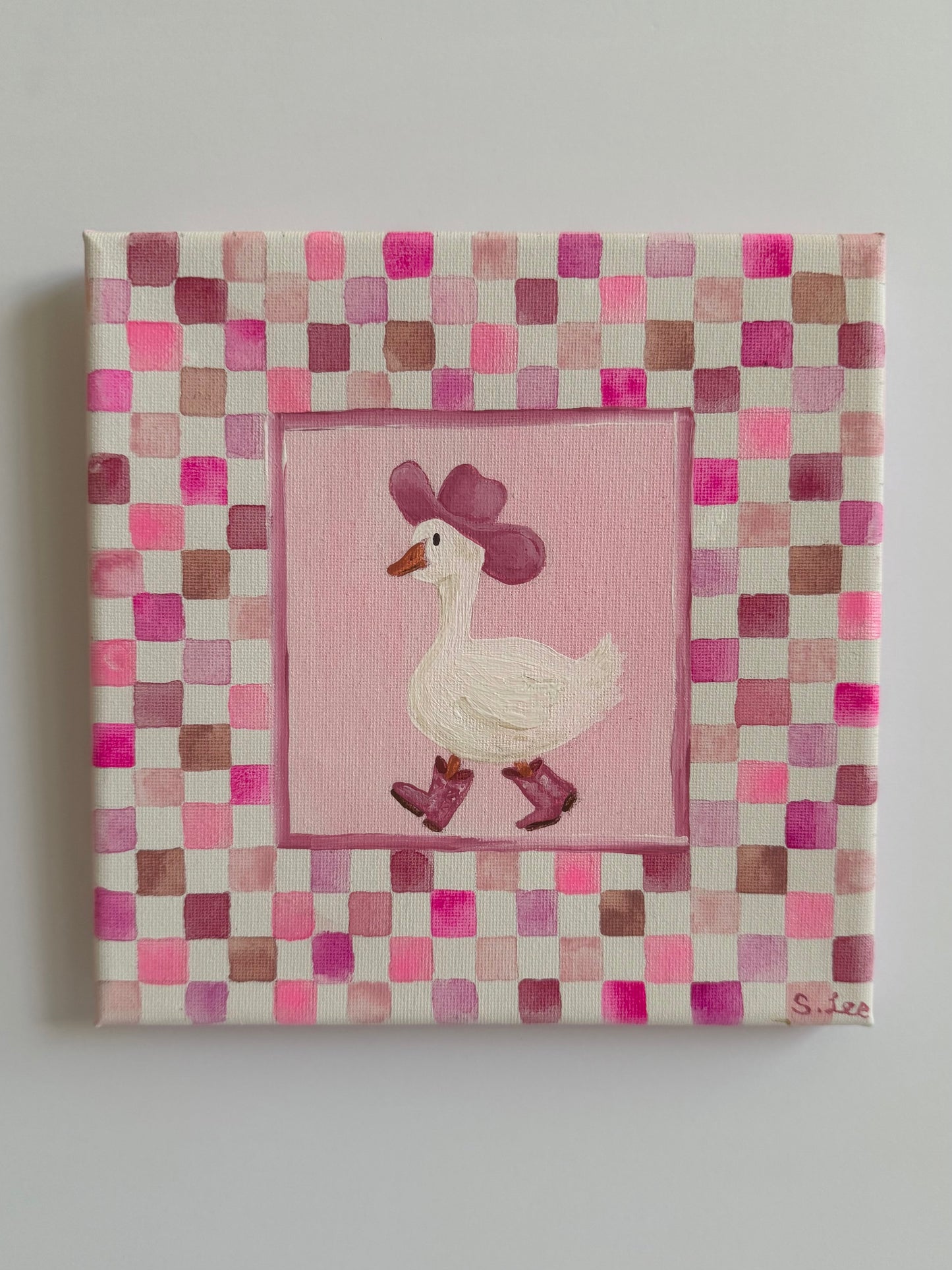 Cowgirl Duck Painting - Baby/Toddler Girl Wall Art - Original Painting