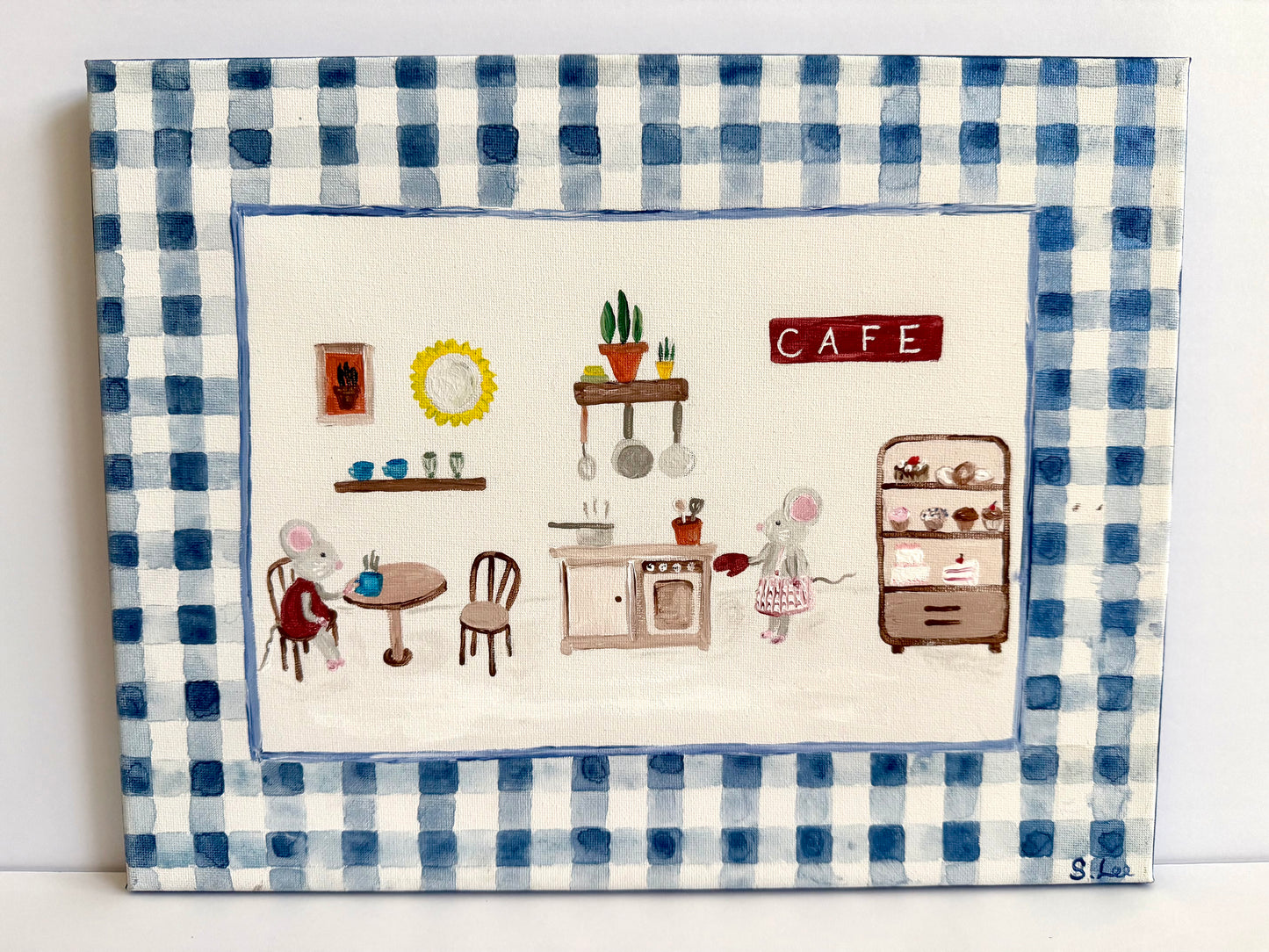 Kids Room/Playroom Wall Art - Original Painting - Little Mouse Cafe - Cute Playroom Decor