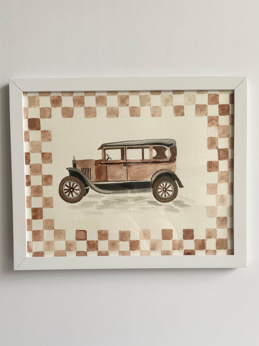 Vintage Car - Original Painting - Toddler Boy/Nursery Art