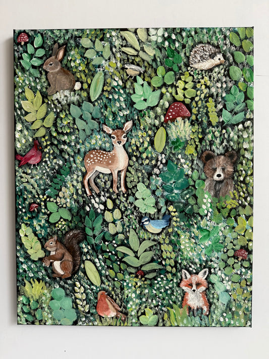 Woodland Forest Friends - Original Painting - Nursery/Kids Room Art