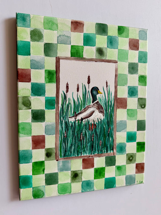 Mallard Duck in Cattails - Original Painting